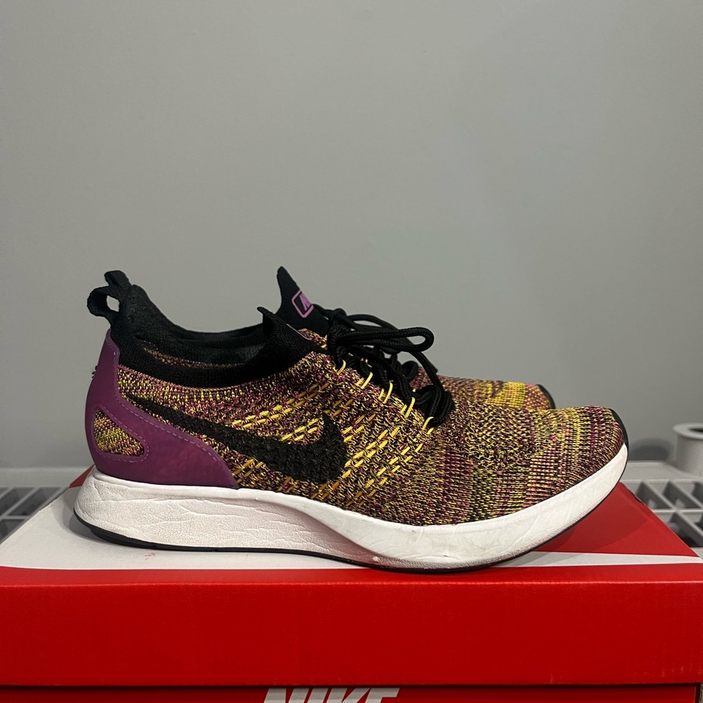 Nike Flyknit Sneakers in Purple, Yellow, and Black